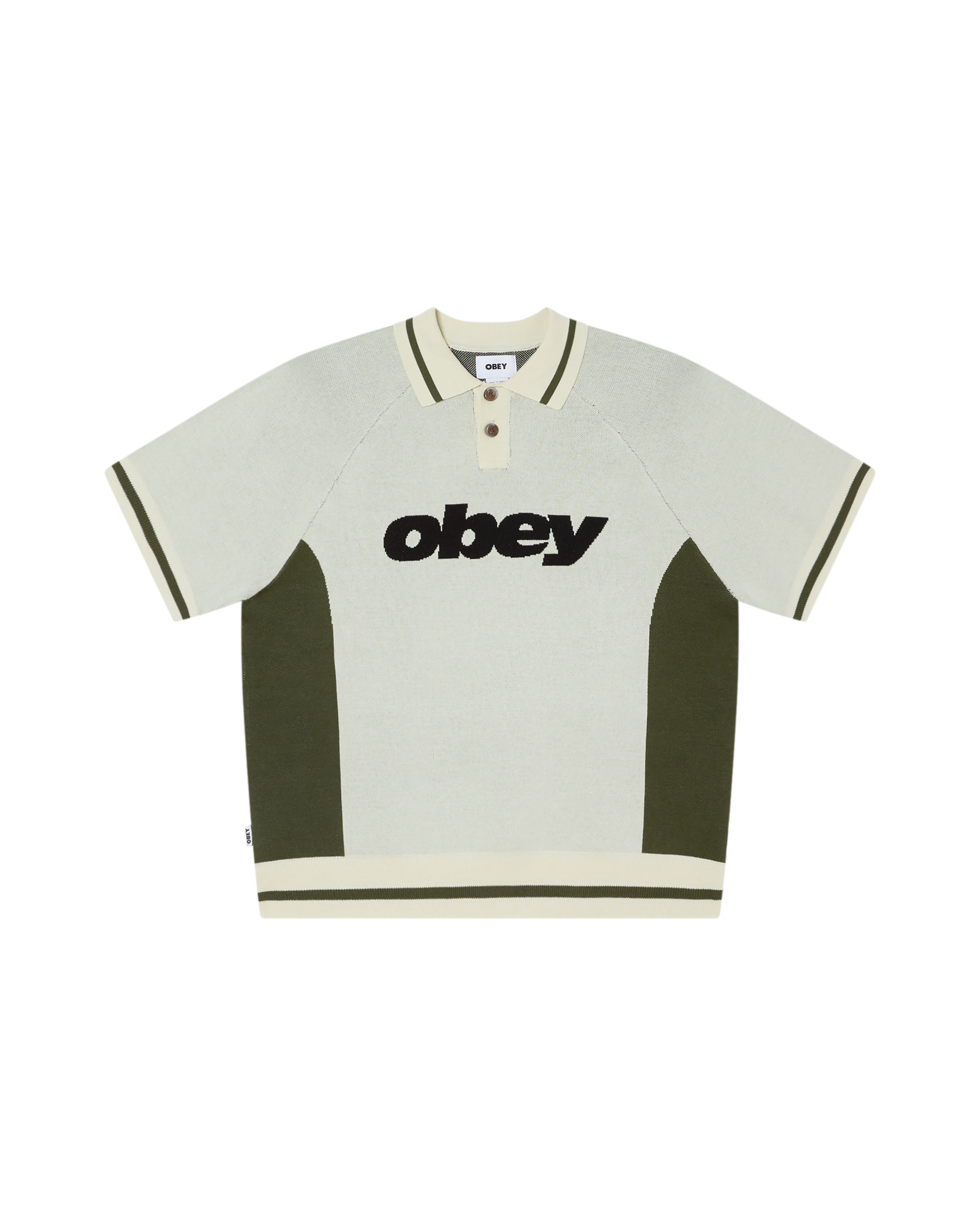 Obey Sport Polo Sweater Short Sleeve Herren T-Shirt unbleached Off-White